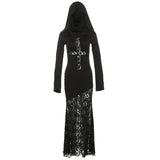 MQTIME  -  Fall 2025 New Women's Solid Color Slim High Waist Street Fashion Hooded Long Sleeve Dress