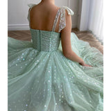 MQTIME  -   Sweetheart Mint Green Tulle Tea Length Wedding Party Gown Short Graduation Robes de cocktail Shiny Fairy Prom Dresses