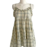  MQTIME  -  Korean Chic Plaid Summer Sweet Sleeveless Edible Tree Fungus All Match Dresses