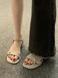 Mqtime Non-slip Open Toe Sandals Shoes Women Casual Hollow Out Vintage Shoes Korean Style Fashion Party Shoes Office Lady