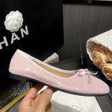 MQTIME  -  Fashion Bowknot Sequin Flats Shoes Woman Square Toe Shallow Comfy Shoes Office Soft Sole Loafers Ladies Ballerina Muje 2024