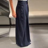 MQTIME  -  Women's Casual Spliced Long Trouser Baggy High Waist Pockets Denim Striped Trousers 2025 New Autumn Lady Street All-match Pants