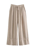 MQTIME  -  Casual Halter Tank Top Pants Set Women Sexy Sleveless Backless Cropped Top Drawstring Wide Leg Trouser 2024 Summer Women's Suit