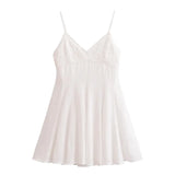  MQTIME  -  Women's Vintage Embroidery Off-Shoulder Mini Suspender Dress Summer Sexy Elegant Street Holiday Clothing