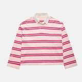 MQTIME  -  Women Y2K Vintage Retro Sweatshirts Long Sleeve Lapel Button V-Neck Pullover Top Loose Striped Rugby Pol0 Tee Shirts