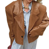 MQTIME  -  Autumn and Winter New Suit, Collar Leather Jacket Jacket Feminine Design Sense and Fashionable Temperament