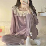 MQTIME  -   Long-sleeve Long-pants Pajamas Women Spring Autumn Woman Student Loungewear Set Soft Homewear Girls Casual Everyday Wear Ladies