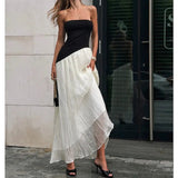 MQTIME  -  Spring/summer New Fashion Temperament Slim Dress Contrasting French Elegant Long Skirt A-line Skirt