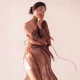 MQTIME  -  Women Photography Props Vintage Elegant Maternity Dresses Long Sleeves Pregnancy Dress Studio Shooting Photoshoot Clothing