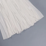 MQTIME  -  Metal Buckle Sheer Mesh Bodysuits Patchwork Maxi Party Dress Women Elegant V Neck Spaghetti Straps Backless Birthday Long Robe