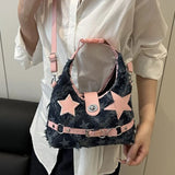 MQTIME  -  American Retro Buckle Cowboy Pentagram Punk Shoulder Bags Crossbody Bag Large Capacity Storage Bags Wallet Woman Bag