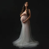 MQTIME  -  3 Meters Maternity Photography Pearl Tulle Wrap Scarf See Through Tulle Pearls Bundles For Pregnancy Photoshoot