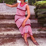 MQTIME  -  Casual Stripe O-neck Knit Elastic Bodycon Dress Sexy Beach Vacation Crochet Women Dresses New Slim Vestidos Patchwork Long Dress