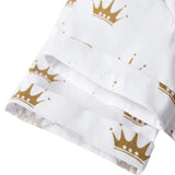 MQTIME  -  Birthday Suit For 1 2 3 4 5 6 Years Boys Kids Summer Cotton Clothes Crown Printed T-shirt Yellow Shorts 4 PCS Casual Outfit