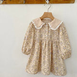  MQTIME  -  New Autumn Children Clothes 2-6 Yrs Baby Girl Party Dress Long Sleeved Cotton Solid Color Kids Princess Dresses