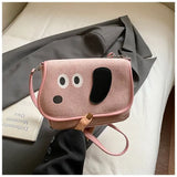 Autumn Cute Cartoon Puppy Pu Messenger Bag Niche Kwaii Dog Mini Shoulder Small Square Bag Purse Women Bags Crossbody Bag