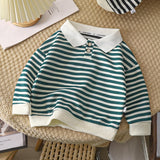 MQTIME  -  Autumn Spring Polo Shirt For 1-10Y Boys Striped Turndown Collar Kid Boys Bottoming Shirt Casual Threaded Cuffs Infant Girls Tops