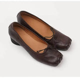 MQTIME  -  Fashion Square toe Bowknot Soft Leather Women Pumps Spring Summer Ballet Style Thick High heels Casual Chunky Loafer Shoes