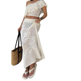 MQTIME  -  Spring and Autumn New Beach Blouse Sexy Slanted Shoulder Hollow Beach Dress Bikini Dress
