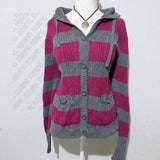 MQTIME  -  Casual Punk Y2K Woman's Clothing Long Sleeve Sweater emo Daily Fashion Knitwear Vintage Hooded hood Soft Chic Stripes Cardigan