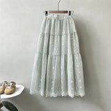 MQTIME  -  Korean Korean Casual Crochet Geometric Print A-LINE Mid-length Fashion Skirts