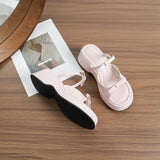 MQTIME  -  Summer Women Platform Sandals Bowknot Wedge Heel Open Toe Ankle Strap Patent Leather Shoes for Ladies Casual Beach Holiday