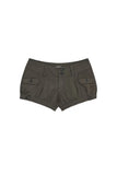  MQTIME  -  Korean Pumpkin Cargo Shorts Women's Retro Washed Low Waist Slim Casual Shorts