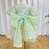 MQTIME  -  Luxury Elegant Shiny Sage Girl Dress Bow Princess Baby Kids Wedding Birthday Party Gown First Communion Pageant J156