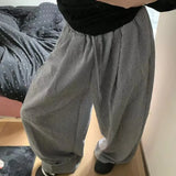 MQTIME  -  Spring New Korean Style Home Wear Casual Lazy Small Plaid Loose Wide Leg Pants for Women High Waist Sportpants Women Clothing