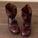 MQTIME  -  Ballet-Style Pleated Design Winter Ankle Boots for Women Bow Detail Round Toe Designer Boots Comfortable Soft Flat Casual Shoes