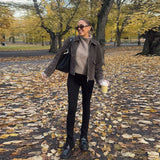 MQTIME  -  Stylish Minimalist Jacket Loose Double-ended Zipper Short Coat Autumn Chic Fashionable Casual Street Style Women's Outerwear