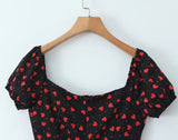 MQTIME  -  Summer new French square neck bubble sleeve short sleeved floral slim fit women's dress short skirt
