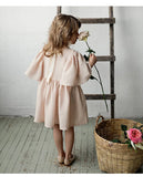  MQTIME  -  Summer Retro Linen Loose Flared Sleeve Dress Girls New Solid Color Cotton And Linen Casual Back Bow Tie Princess Dresses