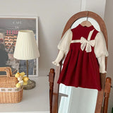 MQTIME  -  0-7Y Girls' Knitted Sweater Dress Cute Lantern Sleeve Patchwork Children's  Dress Spring Kid's Outfit Girls Clothes