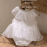  MQTIME  -  New Summer Newborn Baby Girl Romper Flying Sleeve Cotton Mesh Splicing Toddler Baby Girl Jumpsuit 0-24M Baby Girl Clothing