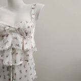  MQTIME  -  Floral patchwork camisole shorts pajama set, rustic style, spring and autumn pure desire thin home clothes for girls