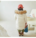 MQTIME  -  Large Fur Collar Kids Coats Boys Girls Thickened Down Jacket Children Winter Outerwear Teenager Hooded Casual Clothing 2-10Y