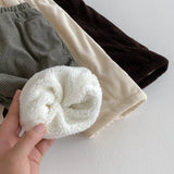  MQTIME  -  Winter New Children Warm Pants Solid Boys Girls Plus Velvet Thick Harem Pants Baby Fleece Corduroy Trousers Kids Clothes