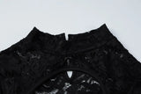 MQTIME  -  Women Hollow Out See Through Lace Patchwork Bodycon Mini Dress O Neck Long Sleeve Hipster Slim Night Clubwear Party Outfits