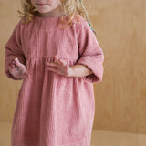  MQTIME  -  Girls Corduroy Dress Autumn Winter New Round Neck Warm Princess Dress Waist Pleated Back Buttons Long-Sleeved Dresses For Kids