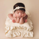 MQTIME  -  Newborn Props For Photography Soft Skin Friendly Double-Layer Cotton Blanket/Lace Pillow/Headband Photography Accessories