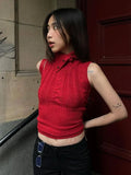 MQTIME  -  Vintage Knitted Tank Tops for Women Y2K Fashion Turtleneck Sleeveless Slim Tops Summer Casual Tee Female Streetwear 2024