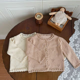 MQTIME  -  New Spring Baby Girls Knitted Sweaters Hollow Out Cardigan Coats Long Sleeve Crochet Toddlers Kids Sweater
