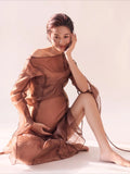 MQTIME  -  Women Photography Props Vintage Elegant Maternity Dresses Long Sleeves Pregnancy Dress Studio Shooting Photoshoot Clothing
