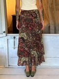 MQTIME  -  American Vintage Ethnic Print High Waist A-LINE Slim Ruffles Women's Skirts