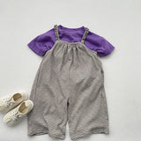  MQTIME  -  Autumn New Children Casual Overalls Cotton Boys Sling Trousers Fashion Kids Jumpsuit Baby Girls Striped Wide Leg Pants