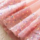 MQTIME  -  Girl's New Elegant Evening Dress Sequined Mesh Princess Birthday Party Dress Summer Children's Gauze Sleeveless For Girl Clothes