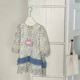  MQTIME  -  New Spring Baby Girls Printed Long Sleeve Dress Korean Style Children Ruched Sweet Princess Dresses