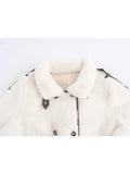 MQTIME  -  2024 Women Autumn Winter Jacket Solid Beige Long Sleeve Tops Outwear Coat For Women