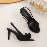 MQTIME  -  Fish Mouth Back Empty Single Shoes Summer Bow Stiletto Thick Heel High Heels Sexy Open-toed Sandals Women